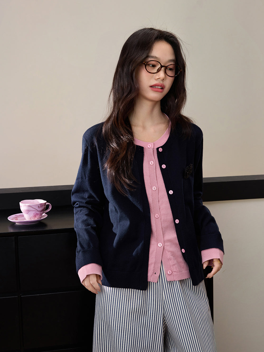 Fake Two-piece Couture Cardigan