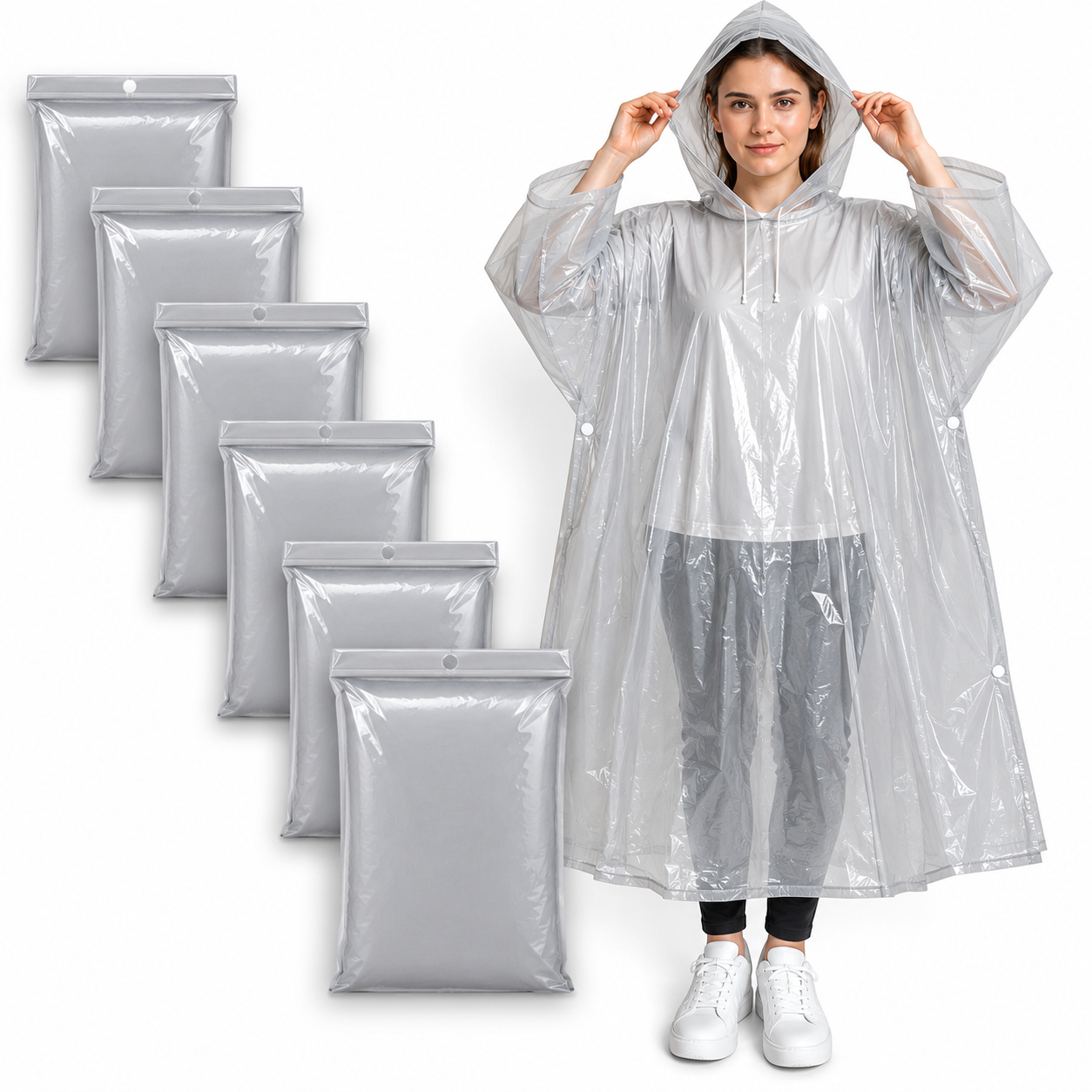 6-Pack Emergency Rain Ponchos
